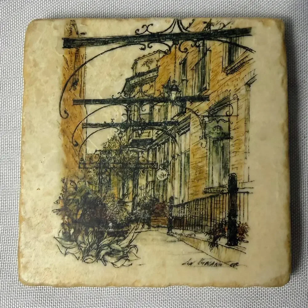 VTG Italian Marble Coasters Set/4 Studio Vertu Functional Art by Lev Kublanov